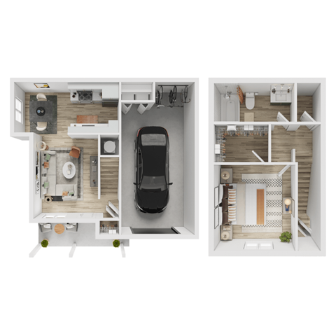Floor plan for 1 bed, 1 bath, 700 sqft